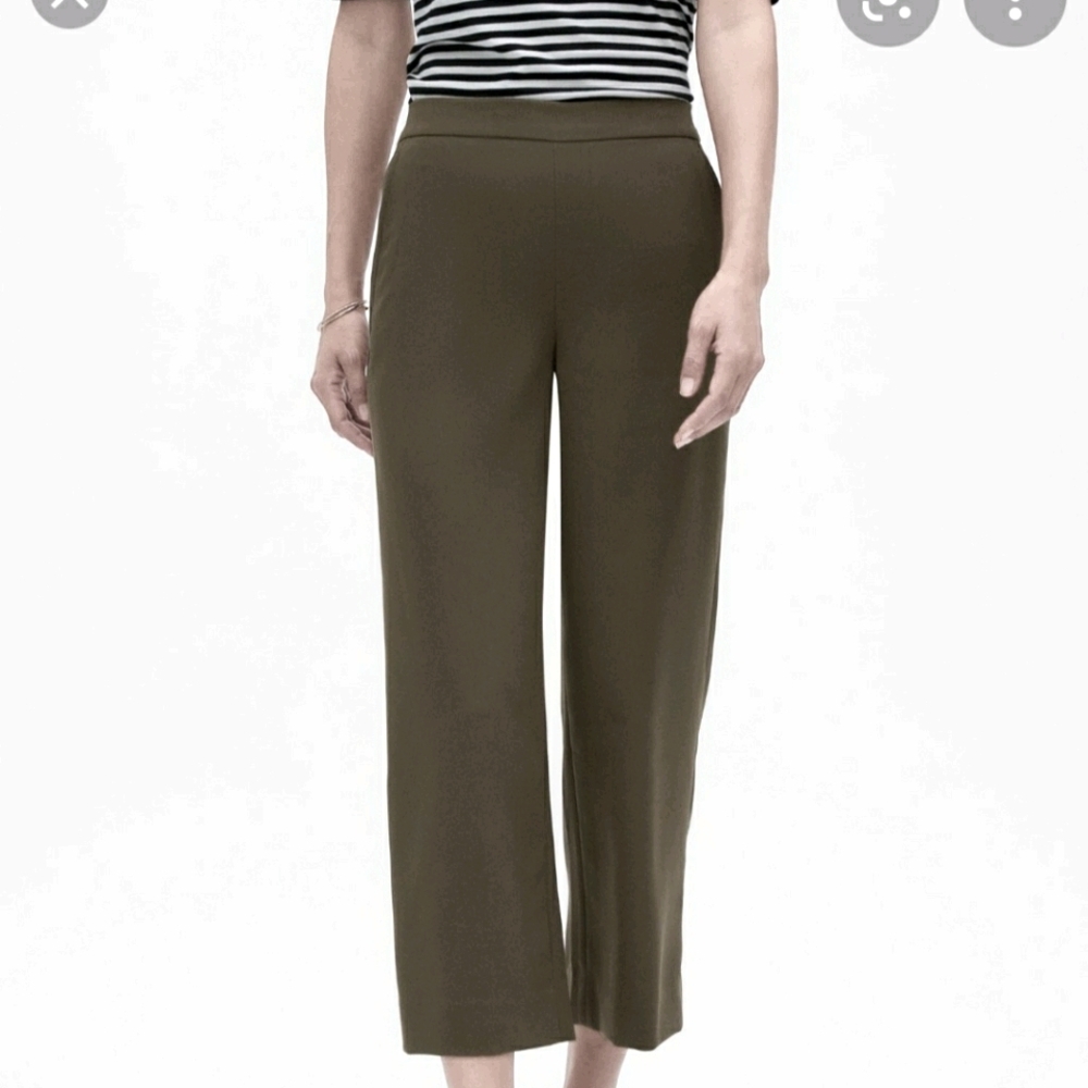 Rowan Wide-Leg Pull-On Double Twill Crop Pant